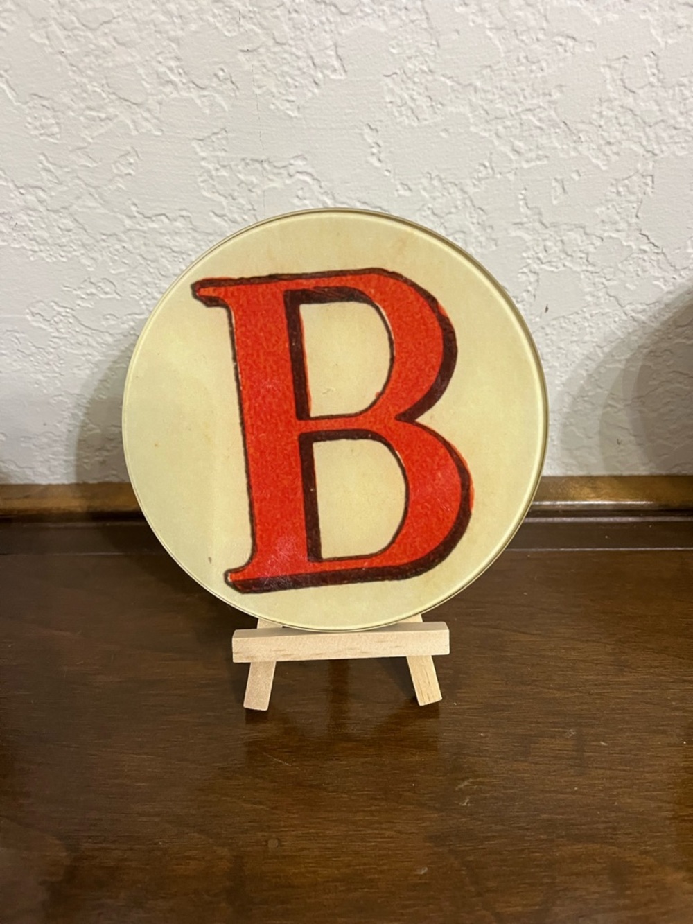 John Derian Red Letter B decorative signed plate hand-blown glass